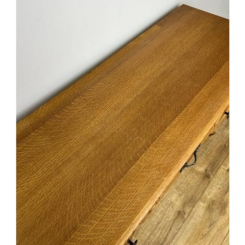 Vintage French Louis XVI Style Carved Desk in Oak For Sale - Image 9 of 12