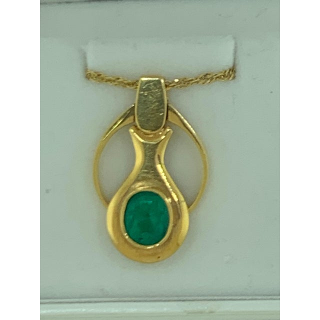 4Ct Colombian Emerald Pendent/Necklace 18 Karat Gold Estate Convertible to Ring For Sale - Image 9 of 18