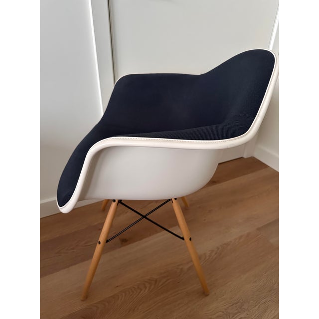 Eames Upholstered Armchair With Dowel Base For Sale - Image 14 of 17