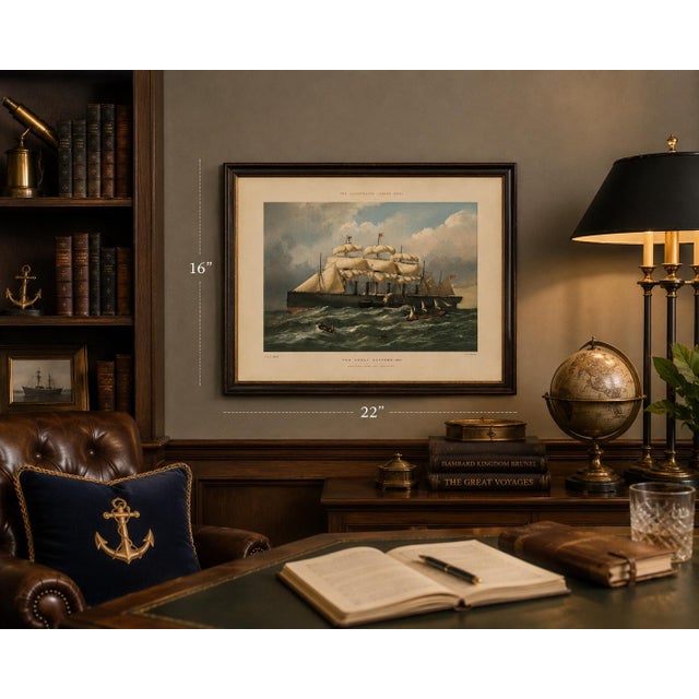 The Great Eastern Steamship — Historic Maritime Lithograph From the Illustrated London News, 1857 For Sale - Image 4 of 4