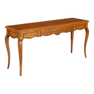 20th C., Auffray & Co. Distressed Wood Single Drawer Provincial Console Table For Sale
