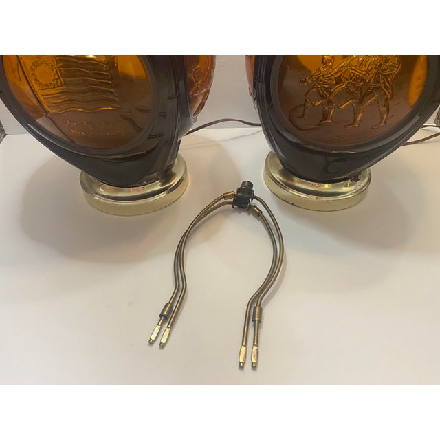 Metal Vintage Phoenix Consolidated Light Co Amber 24” Set of Patriotic Lamps Rare - a Pair For Sale - Image 7 of 18