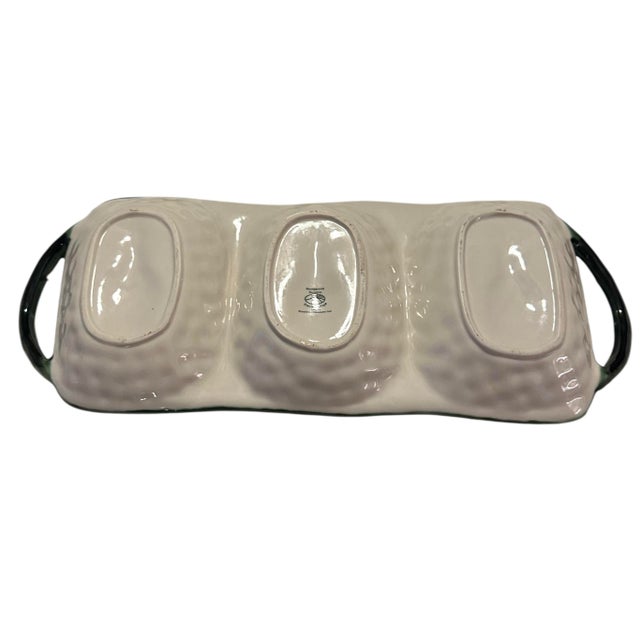 Mid-Century Modern Vintage Pineapple Embossed Hand Painted Serving Tray For Sale - Image 3 of 8