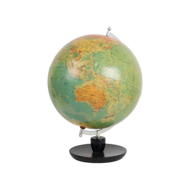 Vintage Political Globe with Oak Base by Hermann Haack, 1970s For Sale - Image 6 of 11
