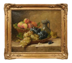 Mid 19th Century Italian Fruit Still Life Oil Painting, Framed