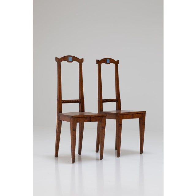 Antique English Arts and Crafts Chairs in Wood, 1890, Set of 2 For Sale - Image 10 of 10
