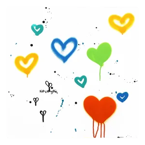 Playful Graffiti Painting Street Art "Golden Hearts" Original Artwork by Amber Goldhammer