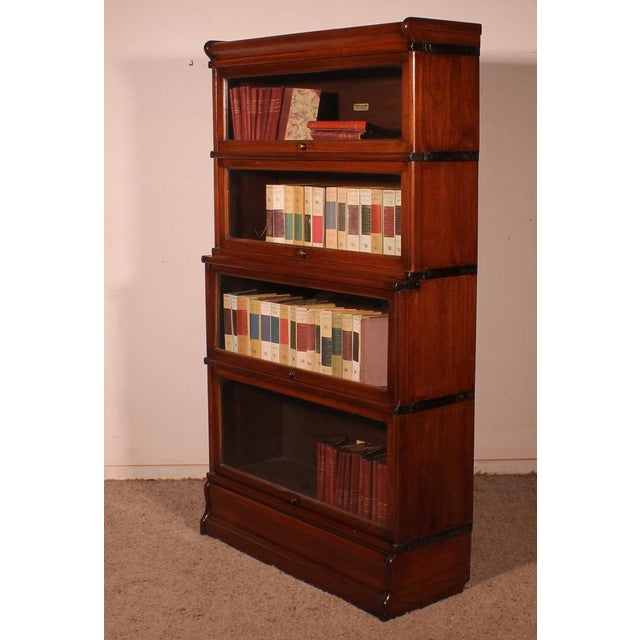 Four-Section Mahogany Bookcase with a Projecting Front from Globe Wernicke For Sale - Image 10 of 12