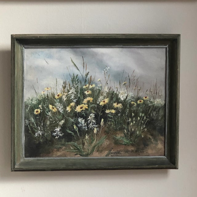 1974 Field of Wildflowers Oil-On-Canvas, Framed For Sale - Image 11 of 13
