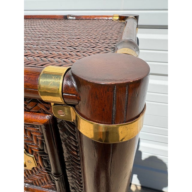 This is a vintage Ralph Lauren Senegal campaign chest of drawers. The body of this chest is handwoven rattan with a...