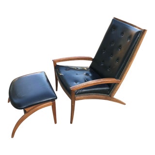 Barney Flagg for Drexel Mid-Century Modern Parallel Chair and Ottoman For Sale