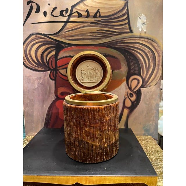 1960s Cache Grecian Inspo Jar Marble Intaglio For Sale - Image 5 of 16