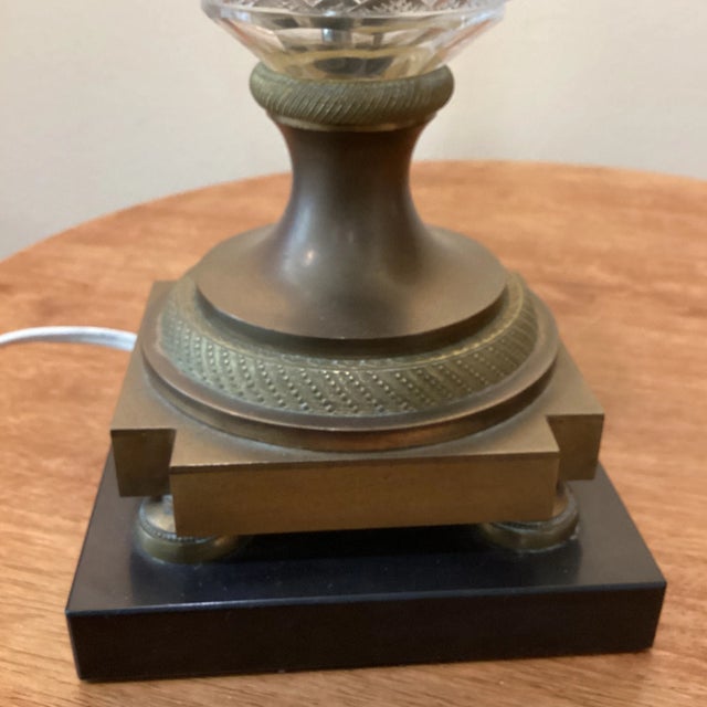 Mid 20th Century Neoclassical Cut Crystal Urn Bronze Swan Handles Lamps For Sale In Chicago - Image 6 of 13