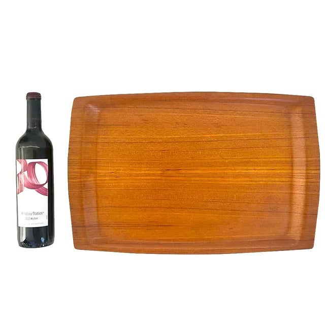 Wood 1960s Langva Teak Veneer Serving Tray For Sale - Image 7 of 11