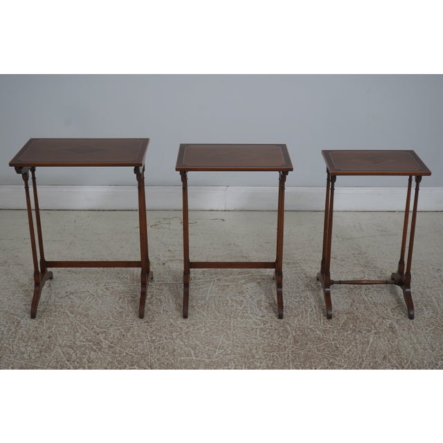 High Quality Inlaid Mahogany Nesting Stack Tables For Sale In Philadelphia - Image 6 of 12