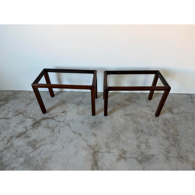 1960's Vintage French Mahogany and Marble Top Side Tables - A Pair For Sale - Image 10 of 12