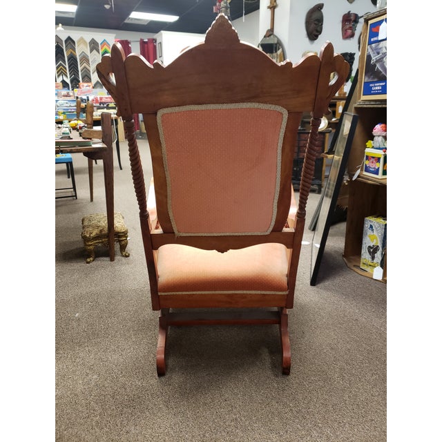 Victorian Eastlake Maple Platform Spring Rocking Chair With Inlay