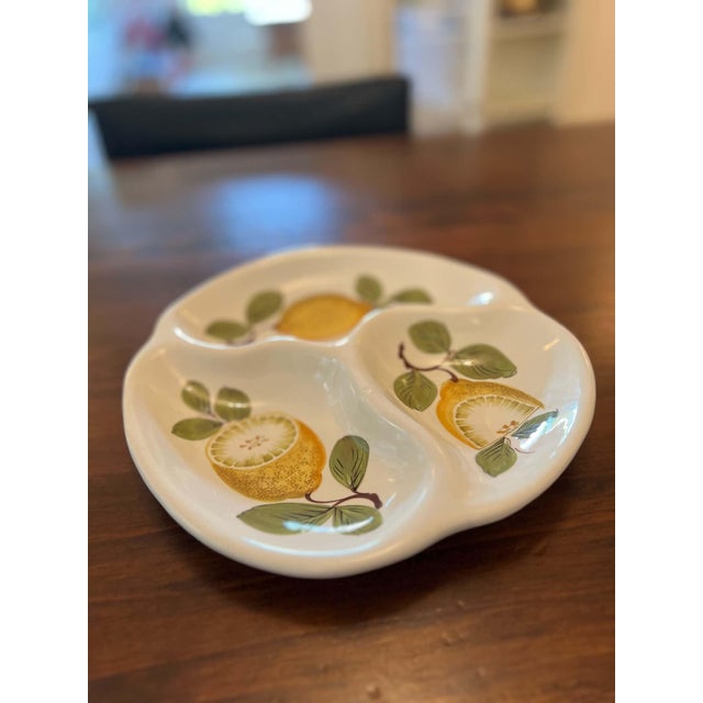 Italian Lemon Divided Ceramic Serving Dish For Sale - Image 4 of 7