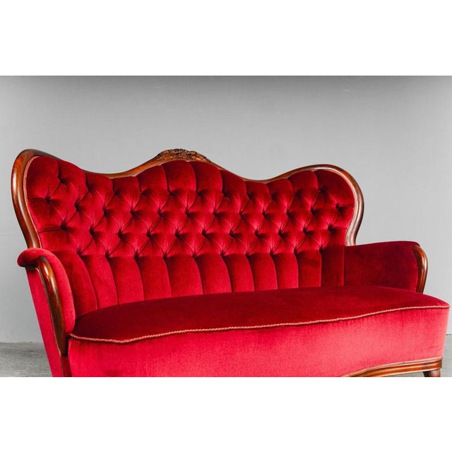 Vintage Baroque-Style Velvet Sofa For Sale - Image 9 of 18