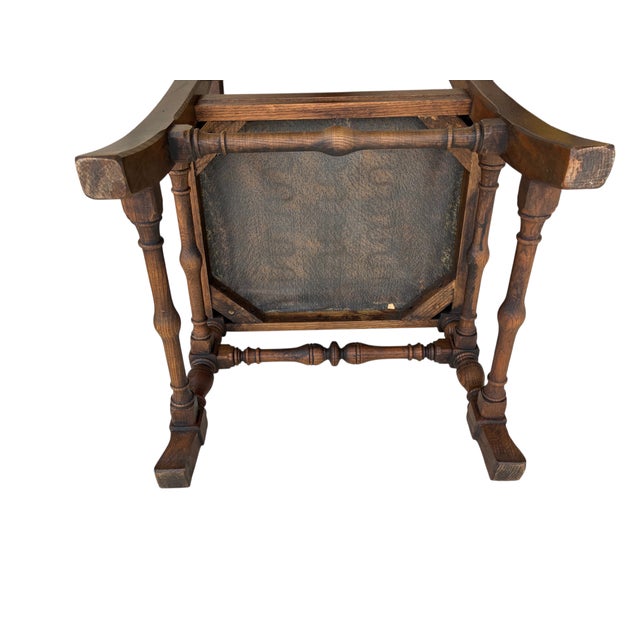 1980s Ethan Allen Jacobean Royal Charter Oak Dining Room Armchairs Gothic Pair For Sale - Image 9 of 15