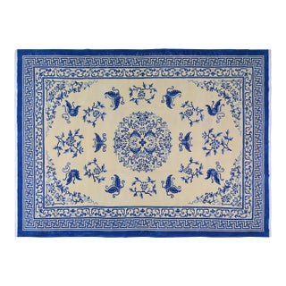 Vintage Chinese Art Deco Hand Knotted Wool Rug, 9'6'' X 13'2'' For Sale