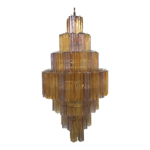 Murano Glass Amber and Violet Tronco Chandelier Venini Style