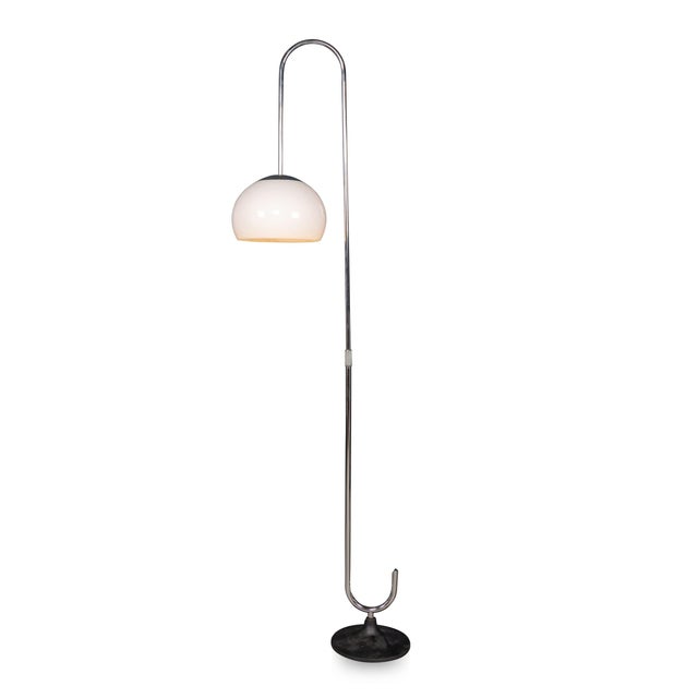 Vintage Italian Chrome Floor Lamp with Opaline Shade, 1970s For Sale - Image 14 of 14