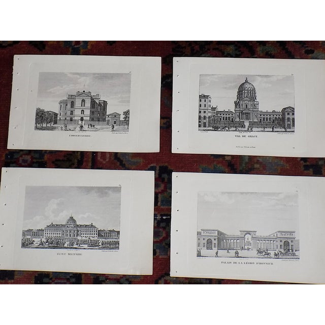 This set of twelve (12) copperplate engravings depict early 19th century architectural views in the city of Paris, France....