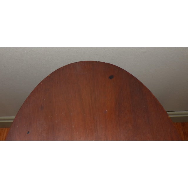 Vintage Mid Century Walnut Oval Surfboard Cocktail Table Spindle Side Table For Sale - Image 12 of 12