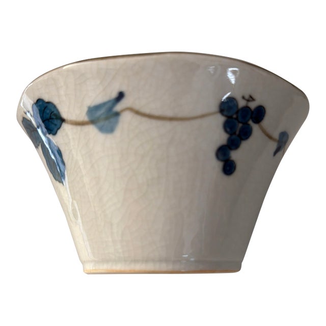 Vintage Japanese Small Angled Bowl With Grape Leaf and Grape Bunch Design, 8 Available For Sale