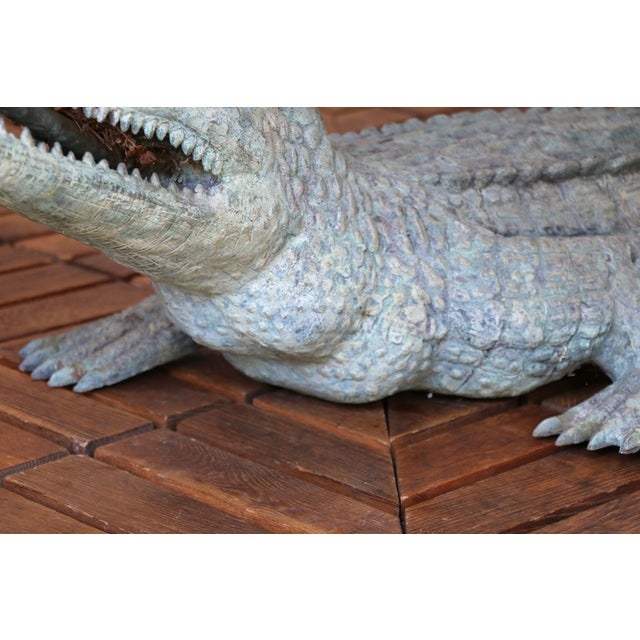 Vintage Bronze Crocodile Garden Fountain Sculpture, Circa 1970s For Sale - Image 15 of 18