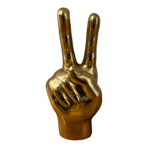 Farella Loft Antique Brass Peace Sign Hand Sculpture