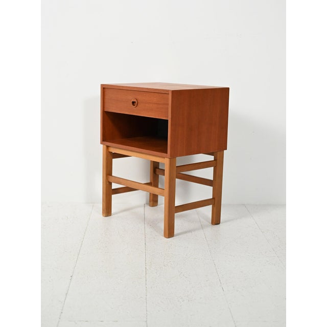 Scandinavian Cubic Teak Bedside Table, 1960s For Sale - Image 4 of 9