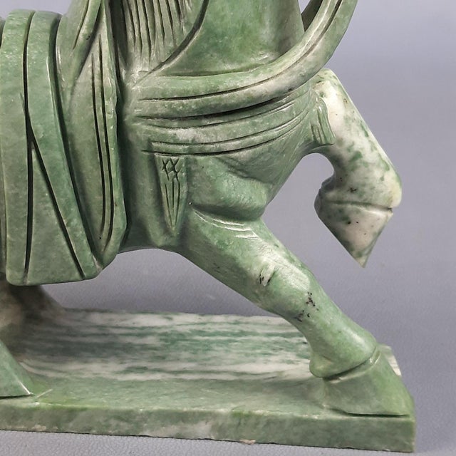Chinese Jade Horse Sculpture on Wooden Base, 20th Century For Sale - Image 17 of 18