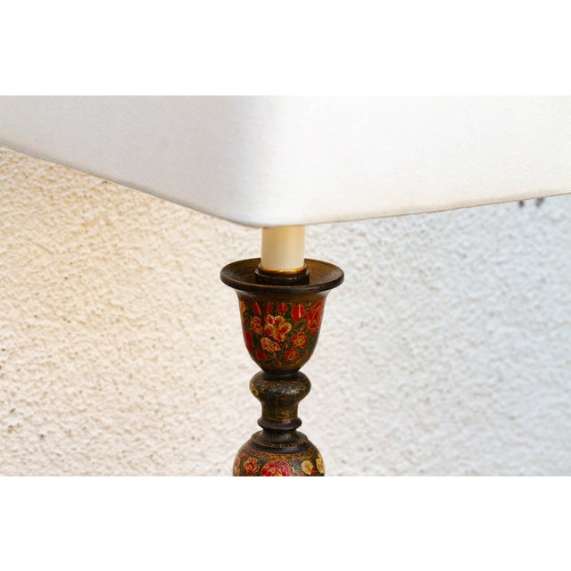 19th Century Antique Srinagar Floral Barley Twist Lamp For Sale - Image 5 of 8