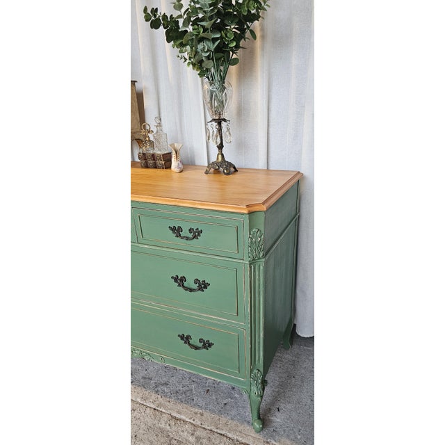 Green French Provencial Dresser, Circa 1930's, Louis XV Style For Sale - Image 11 of 18