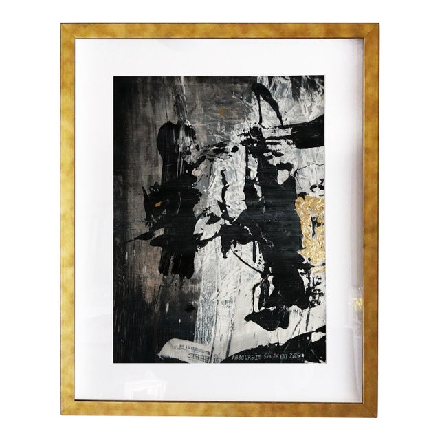 Abscure.iii Gold Framed Abstract Gold Leaf Painting For Sale