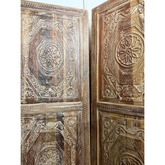 1920s Carved Entry Doors | Rustic Modern Reclaimed Wood Barn Doors 96x36 For Sale - Image 5 of 6
