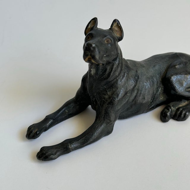 Vintage Great Dane Statue Bronze Tone Metal Cast Iron Dog Figurine For Sale - Image 4 of 10