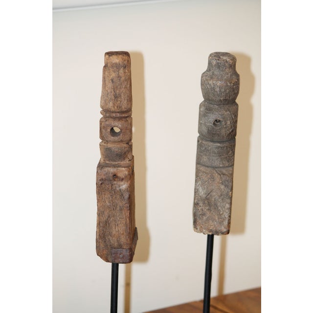 Brown A Pair of Architectural Salvaged Wood Sculptures For Sale - Image 8 of 14