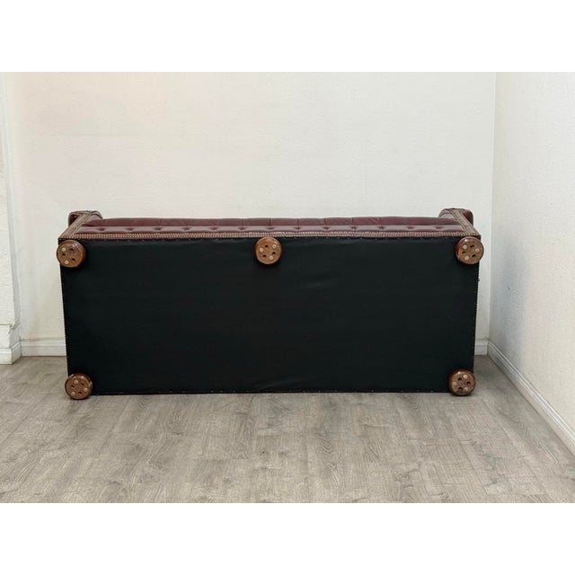 Oxblood Red Oxblood Red Leather Chesterfield Sofa For Sale - Image 8 of 11