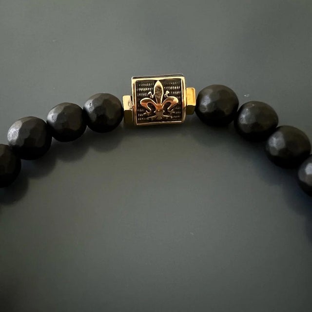 Onyx Fleur De Lis Beaded Bracelet For Sale - Image 4 of 7