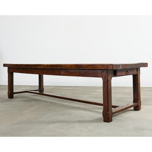 19th Century 19th Century Country French Oak Farmhouse Trestle Table 9.5 Ft For Sale - Image 5 of 18