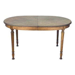 Vintage Bookmatched Veneer Oval Extension Dining Table For Sale