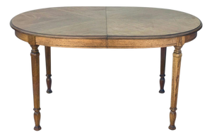 Vintage Bookmatched Veneer Oval Extension Dining Table