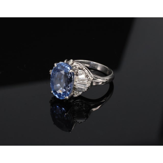 Late 20th Century Fine 9.91ct Gia Ceylon No Heat Sapphire 0.74ct Diamond Platinum Ring Size 6.25 For Sale - Image 14 of 18