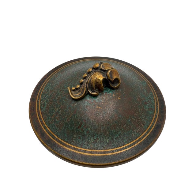 Green Carl Sorensen Arts and Crafts Bronze Covered Bowl For Sale - Image 8 of 9