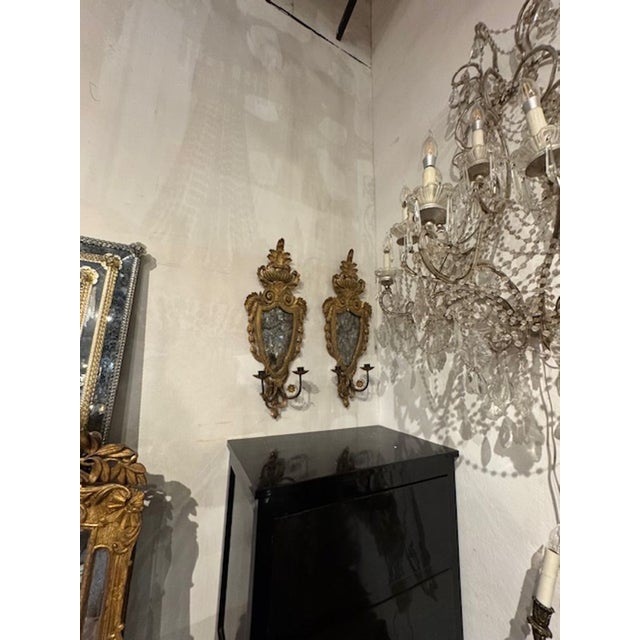 Pair of 19th C. Italian Giltwood Sconces For Sale In Dallas - Image 6 of 8