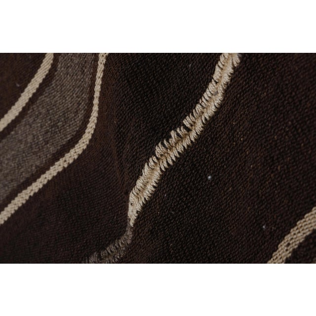 Brown Turkish Striped Kilim Rug 5'6'' X 8'3'' For Sale - Image 8 of 12