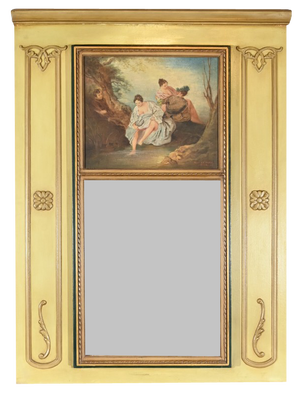 Early 19th Century Restoration Trumeau Mirror in Gilded Wood